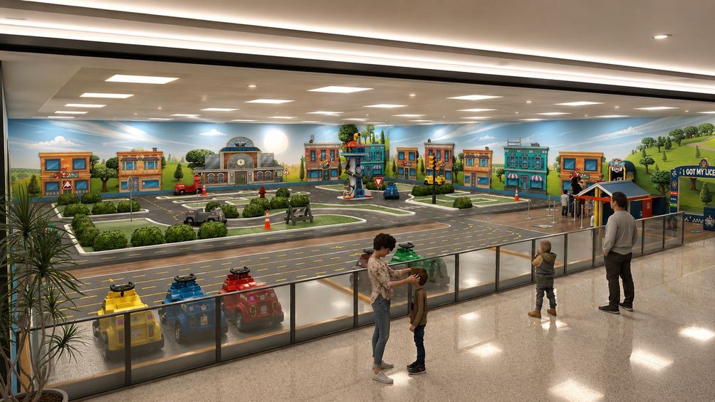 Glazed mall frontage of the driving school